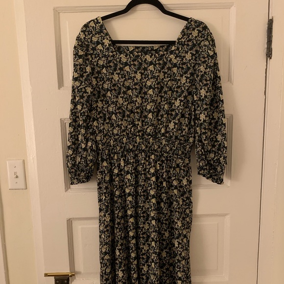 Long Sleeved, Navy Blue Prairie Style Dress - Picture 1 of 3